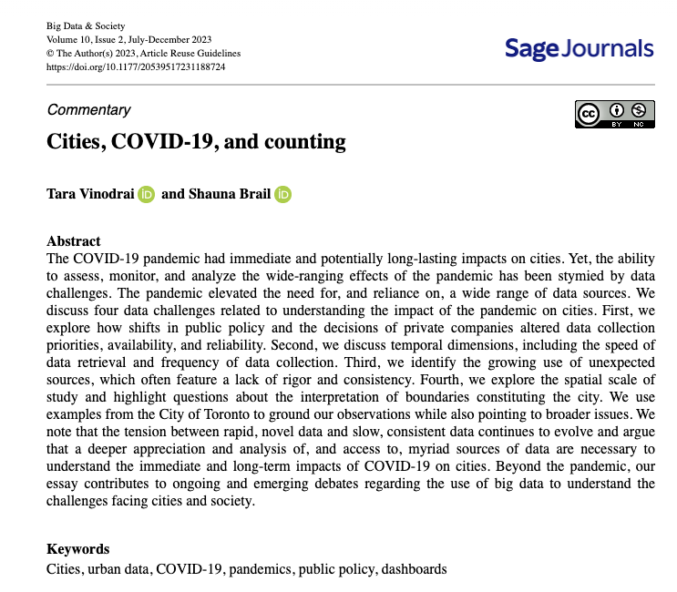 Cities, COVID-19, and counting https://journals.sagepub.com/doi/epub/10.1177/20539517231188724